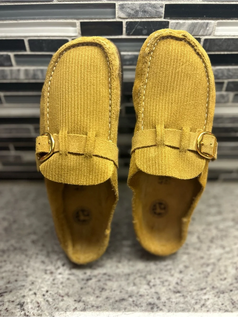 Birkenstock Buckley Suede Loafer Slip-On in Mustard Yellow women’s 9/mens 7